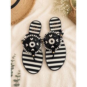 Jack Rogers Navy White Striped Jelly Sandals Size 7 Nautical Coastal Flip Flops